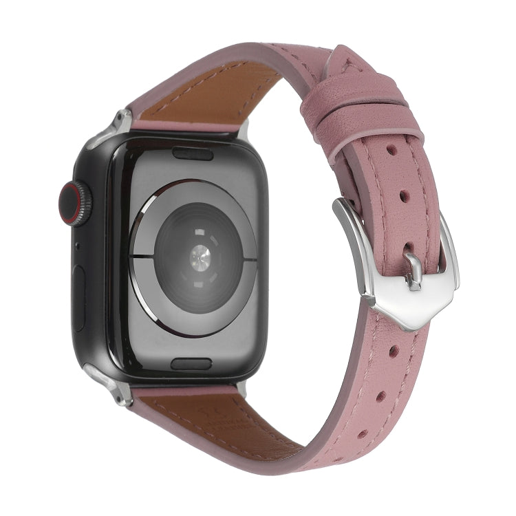 Genuine Leather Watch Band For Apple Watch Series 9&8&7 41mm / SE 3&SE 2&6&SE&5&4 40mm / 3&2&1 38mm(Pink) by bashfashion