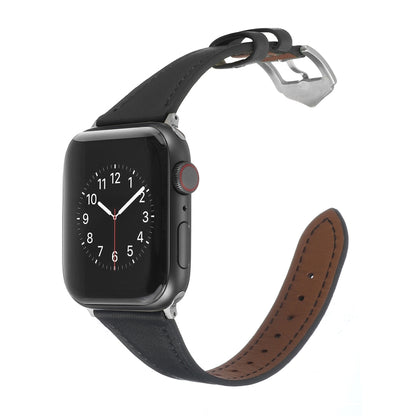 Genuine Leather Watch Band For Apple Watch Series 9&8&7 41mm / SE 3&SE 2&6&SE&5&4 40mm / 3&2&1 38mm(Black) by bashfashion