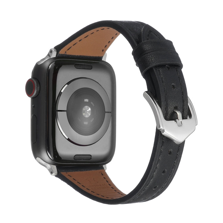 Genuine Leather Watch Band For Apple Watch Series 9&8&7 41mm / SE 3&SE 2&6&SE&5&4 40mm / 3&2&1 38mm(Black) by bashfashion