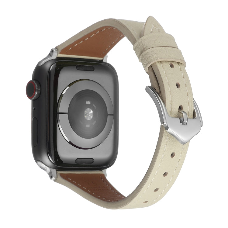 Genuine Leather Watch Band For Apple Watch Series 9&8&7 41mm / SE 3&SE 2&6&SE&5&4 40mm / 3&2&1 38mm(Apricot) by bashfashion