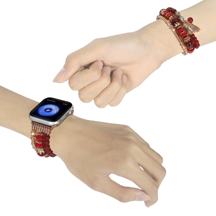 Chain Tassel Watch Band For Apple Watch Series 9&8&7 41mm / SE 3&SE 2&6&SE&5&4 40mm / 3&2&1 38mm(Red) by bashfashion