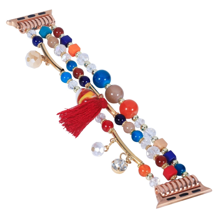 Round Bead Chain Watch Band For Apple Watch Series 9&8&7 41mm / SE 3&SE 2&6&SE&5&4 40mm / 3&2&1 38mm(Colorful) by bashfashion