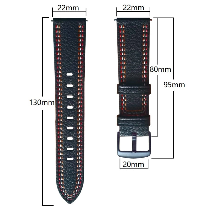 For Huawei Watch GT 3 46mm / GT Runner 22mm Tricolor Stitching Genuine Leather Watch Band(White) by bashfashion