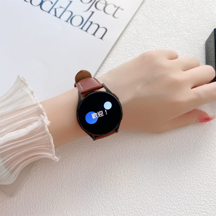 For Samsung Galaxy Watch4 20mm Butterfly Buckle Stitching Genuine Leather Watch Band(Black) by bashfashion