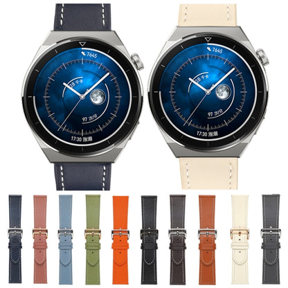 For Samsung Galaxy Watch4 20mm Plain Weave Genuine Leather Watch Band(Orange) by bashfashion