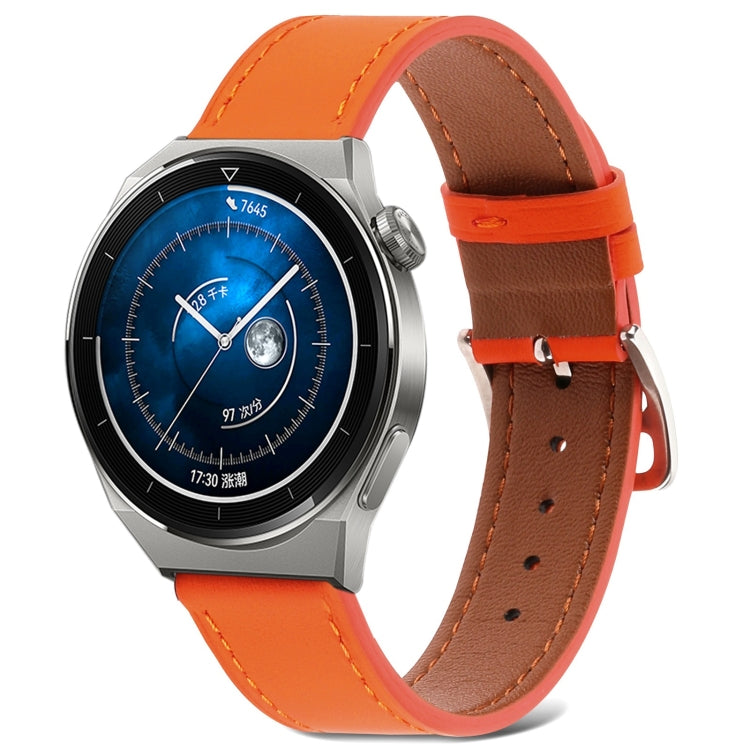 For Huawei Watch GT 3 Pro 22mm Plain Weave Genuine Leather Watch Band(Orange) by bashfashion