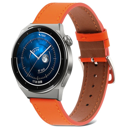 For Huawei Watch GT 3 Pro 22mm Plain Weave Genuine Leather Watch Band(Orange) by bashfashion