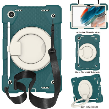 For Samsung Galaxy Tab A8 10.5 2021 Silicone + PC Full Body Protection Tablet Case With Holder & Strap(Dark Green) by bashfashion
