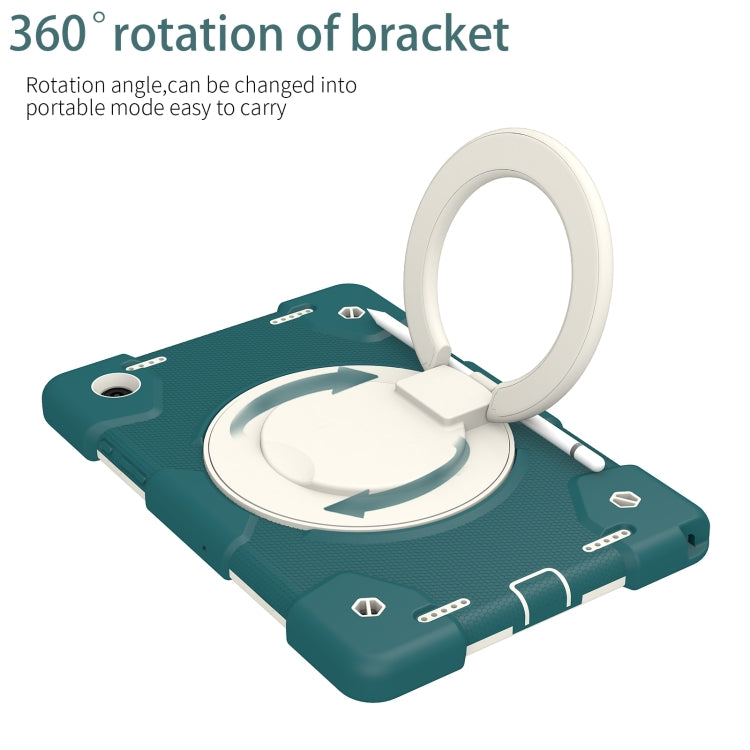 For Samsung Galaxy Tab A8 10.5 2021 Silicone + PC Full Body Protection Tablet Case With Holder & Strap(Dark Green) by bashfashion