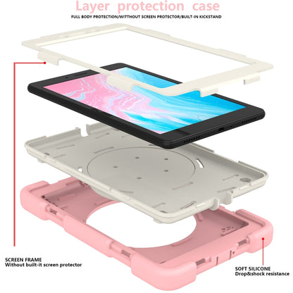 For Samsung Galaxy Tab A 8.0 2019 Silicone + PC Full Body Protection Tablet Case With Holder & Strap(Pink) by bashfashion