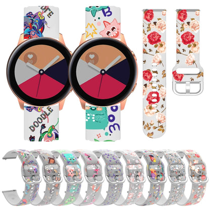 For Samsung Galaxy Watch4 20mm Transparent Printed TPU Silicone Watch Band(2) by bashfashion