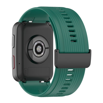 For Huawei Watch D Solid Color Silicone Watch Band with Buckle(Dark Green) by bashfashion