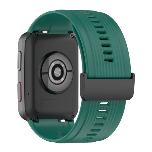 For Huawei Watch D Solid Color Silicone Watch Band with Buckle(Dark Green) by bashfashion