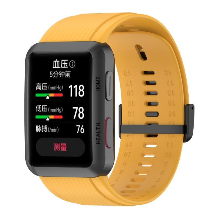 For Huawei Watch D Solid Color Silicone Watch Band with Buckle(Yellow) by bashfashion
