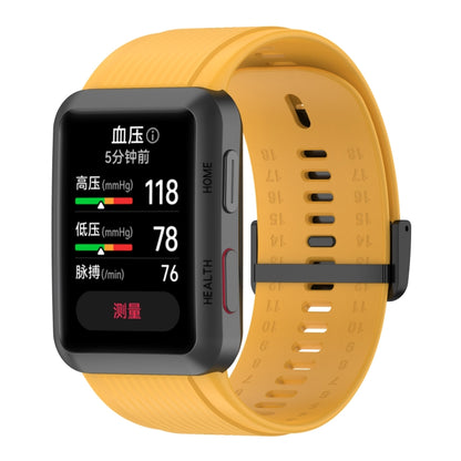 For Huawei Watch D Solid Color Silicone Watch Band with Buckle(Yellow) by bashfashion