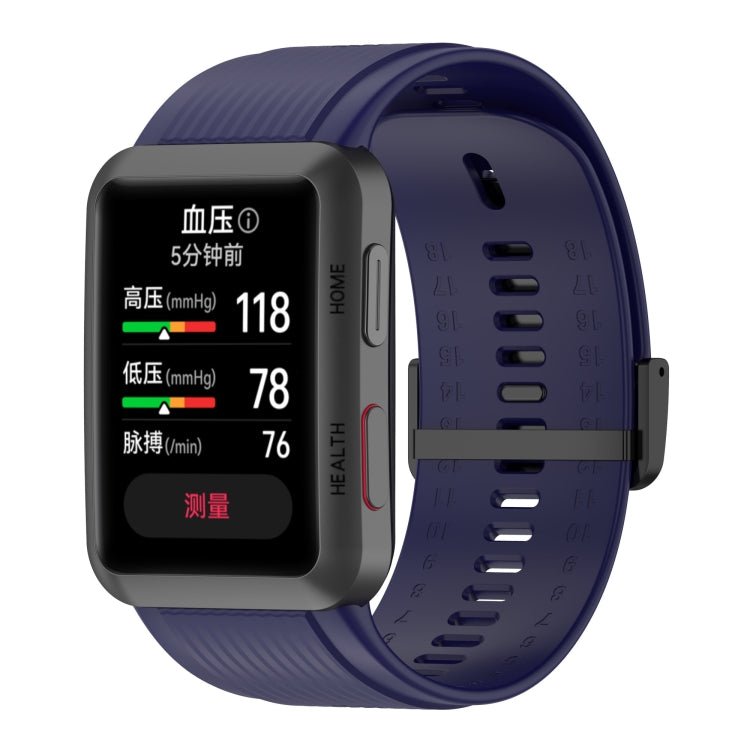 For Huawei Watch D Solid Color Silicone Watch Band with Buckle(Dark Blue) by bashfashion