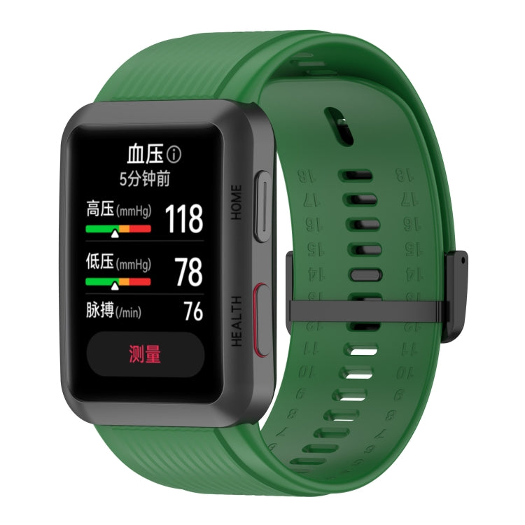 For Huawei Watch D Solid Color Silicone Watch Band with Buckle(Green) by bashfashion