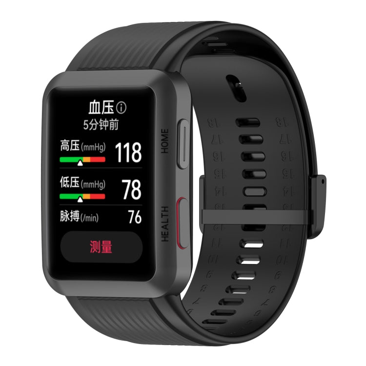 For Huawei Watch D Solid Color Silicone Watch Band with Buckle(Black) by bashfashion