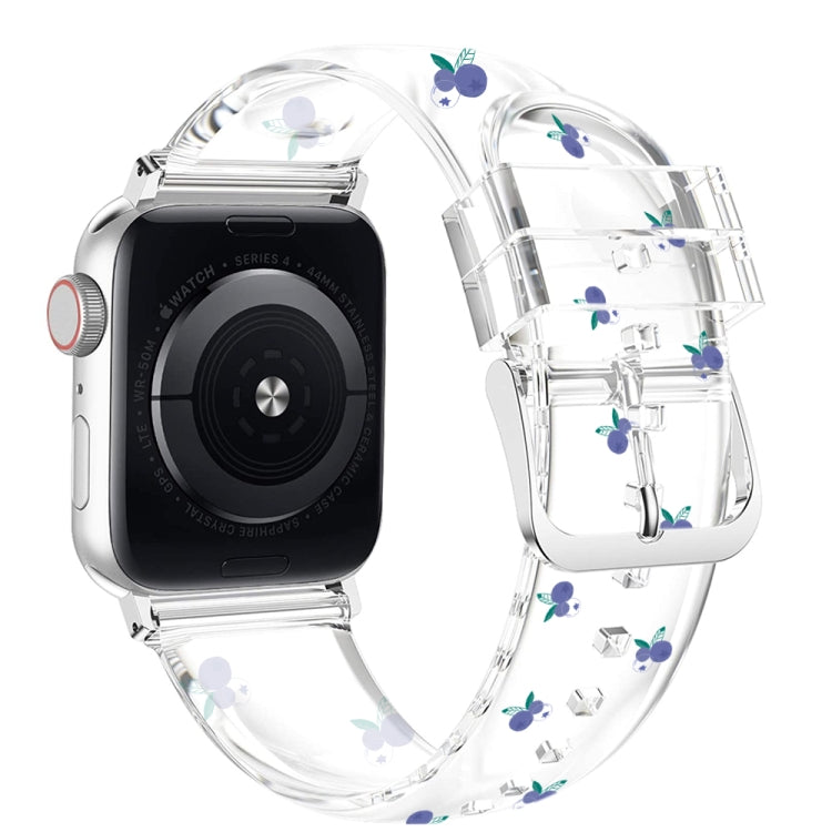 Square Buckle Transparent Watch Band For Apple Watch Series 9&8&7 41mm / SE 3&SE 2&6&SE&5&4 40mm / 3&2&1 38mm(Blueberry) by bashfashion