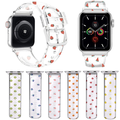 Square Buckle Transparent Watch Band For Apple Watch Series 9&8&7 41mm / SE 3&SE 2&6&SE&5&4 40mm / 3&2&1 38mm(Orange) by bashfashion