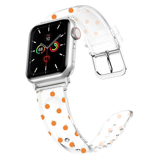 Square Buckle Transparent Watch Band For Apple Watch Ultra 49mm&Watch Ultra 2 49mm / Series 9&8&7 45mm / SE 3&SE 2&6&SE&5&4 44mm / 3&2&1 42mm(Orange) by bashfashion