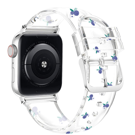 Square Buckle Transparent Watch Band For Apple Watch Ultra 49mm&Watch Ultra 2 49mm / Series 9&8&7 45mm / SE 3&SE 2&6&SE&5&4 44mm / 3&2&1 42mm(Blueberry) by bashfashion