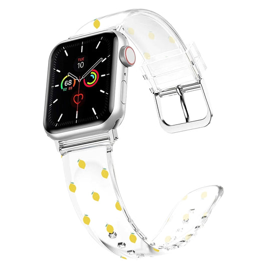 Square Buckle Transparent Watch Band For Apple Watch Ultra 49mm&Watch Ultra 2 49mm / Series 9&8&7 45mm / SE 3&SE 2&6&SE&5&4 44mm / 3&2&1 42mm(Lemon) by bashfashion