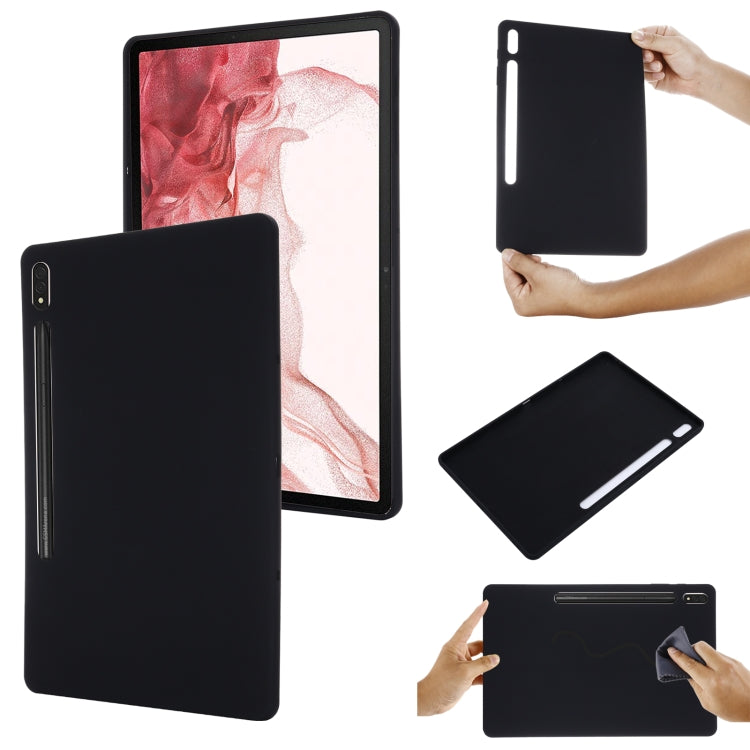 For Samsung Galaxy Tab S8+/Tab S7+/Tab S7 FE Pure Color Liquid Silicone Shockproof Full Coverage Tablet Case(Black) by bashfashion
