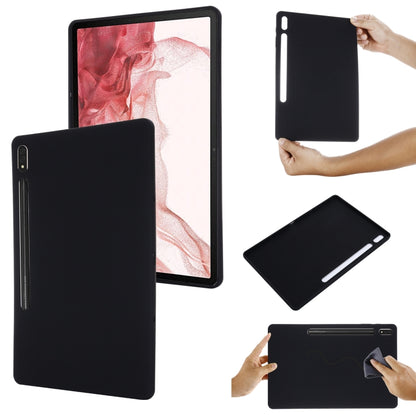 For Samsung Galaxy Tab S8+/Tab S7+/Tab S7 FE Pure Color Liquid Silicone Shockproof Full Coverage Tablet Case(Black) by bashfashion