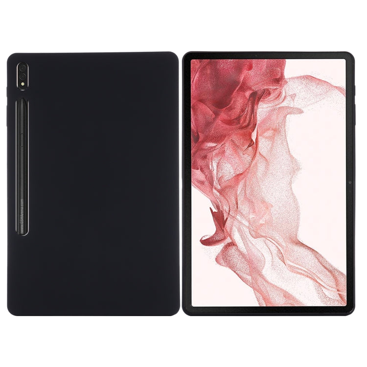 For Samsung Galaxy Tab S8+/Tab S7+/Tab S7 FE Pure Color Liquid Silicone Shockproof Full Coverage Tablet Case(Black) by bashfashion
