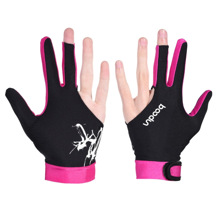BOODUN M050912 Thin Breathable Men and Women Billiards Three Finger Single Gloves, Size:M(Rose Red) by BOODUN