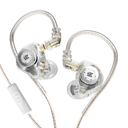 KZ-EDX PRO 1.25m Dynamic HiFi In-Ear Sports Music Headphones, Style:With Microphone(Transparent) by KZ