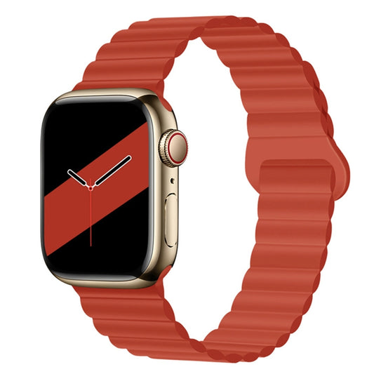 Reverse Buckle Magnetic Silicone Watch Band For Apple Watch Series 9&8&7 41mm / SE 3&SE 2&6&SE&5&4 40mm / 3&2&1 38mm(Red) by bashfashion