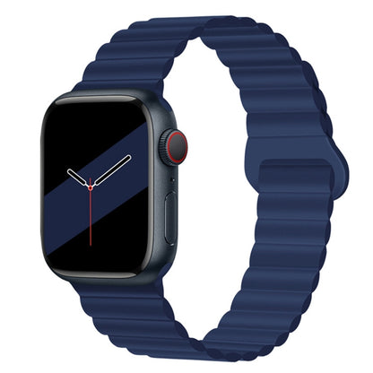 Reverse Buckle Magnetic Silicone Watch Band For Apple Watch Series 9&8&7 41mm / SE 3&SE 2&6&SE&5&4 40mm / 3&2&1 38mm(Blue) by bashfashion