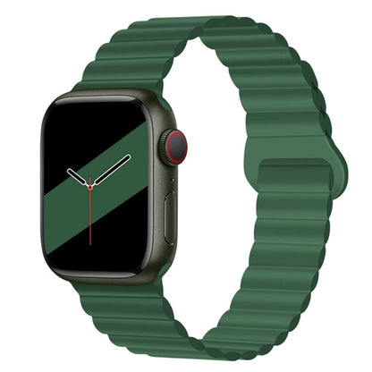 Reverse Buckle Magnetic Silicone Watch Band For Apple Watch Series 9&8&7 41mm / SE 3&SE 2&6&SE&5&4 40mm / 3&2&1 38mm(Green) by bashfashion