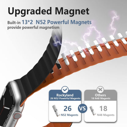 Reverse Buckle Magnetic Silicone Watch Band For Apple Watch Series 9&8&7 41mm / SE 3&SE 2&6&SE&5&4 40mm / 3&2&1 38mm(White Orange) by bashfashion