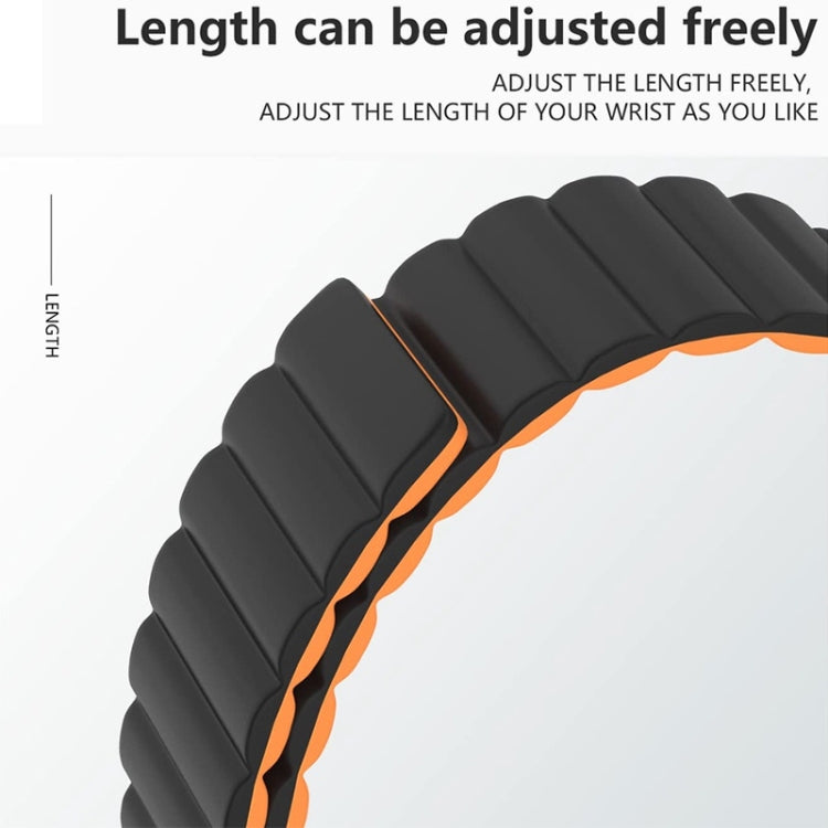 Reverse Buckle Magnetic Silicone Watch Band For Apple Watch Series 9&8&7 41mm / SE 3&SE 2&6&SE&5&4 40mm / 3&2&1 38mm(Grey Orange) by bashfashion