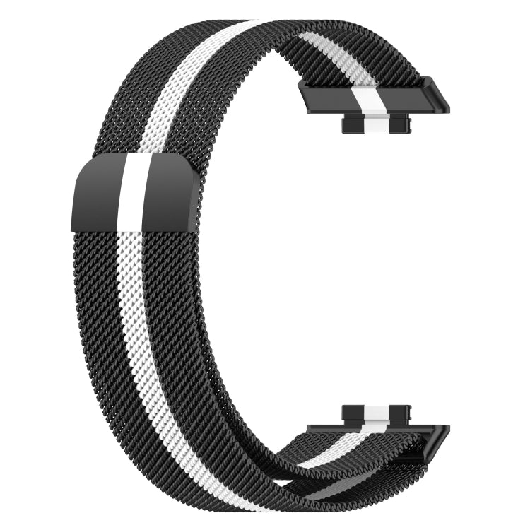 For Huawei Watch Fit 2 Milan Magnetic Stainless Steel Watch Band(Black White) by bashfashion