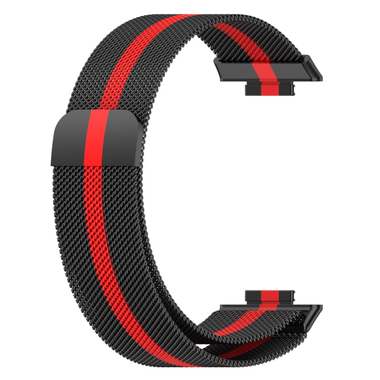 For Huawei Watch Fit 2 Milan Magnetic Stainless Steel Watch Band(Black Red) by bashfashion