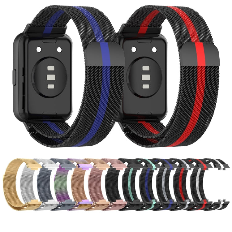 For Huawei Watch Fit 2 Milan Magnetic Stainless Steel Watch Band(Black Red) by bashfashion