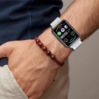 For Huawei Watch Fit 2 Three-bead Metal Stainless Steel Watch Band(Black Pink) by bashfashion