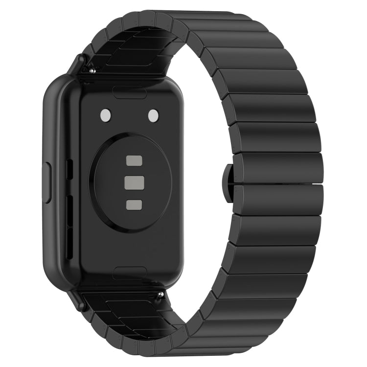 For Huawei Watch Fit 2 One-bead Metal Stainless Steel Watch Band(Black) by bashfashion