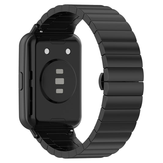 For Huawei Watch Fit 2 One-bead Metal Stainless Steel Watch Band(Black) by bashfashion