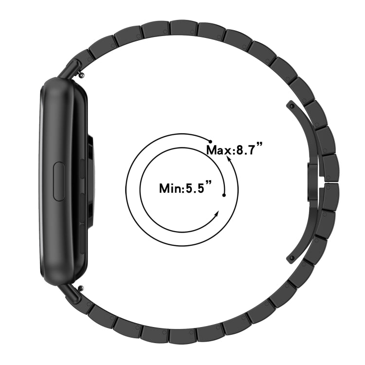 For Huawei Watch Fit 2 One-bead Metal Stainless Steel Watch Band(Black) by bashfashion