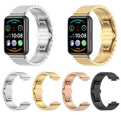 For Huawei Watch Fit 2 One-bead Metal Stainless Steel Watch Band(Black) by bashfashion