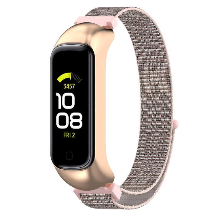 For Samsung Galaxy Fit 2 SM-R220 Nylon Loop Watch Band(Pink + Rose Gold Frame) by bashfashion