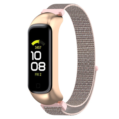 For Samsung Galaxy Fit 2 SM-R220 Nylon Loop Watch Band(Pink + Rose Gold Frame) by bashfashion