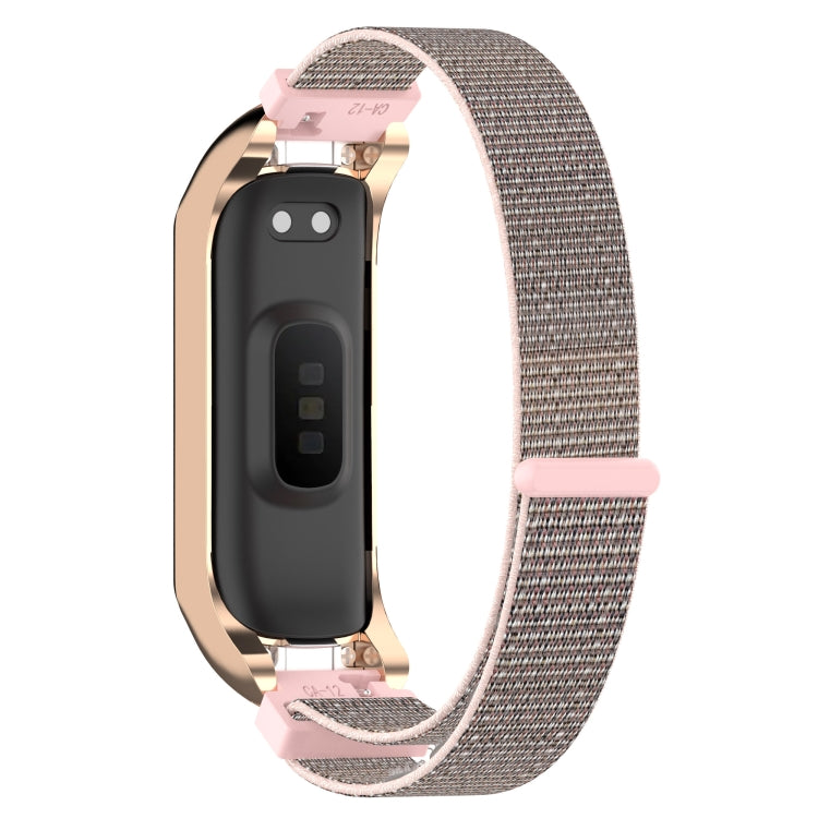 For Samsung Galaxy Fit 2 SM-R220 Nylon Loop Watch Band(Pink + Rose Gold Frame) by bashfashion