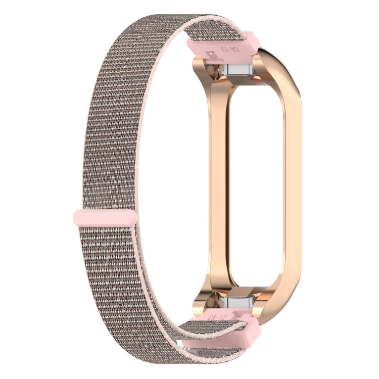 For Samsung Galaxy Fit 2 SM-R220 Nylon Loop Watch Band(Pink + Rose Gold Frame) by bashfashion