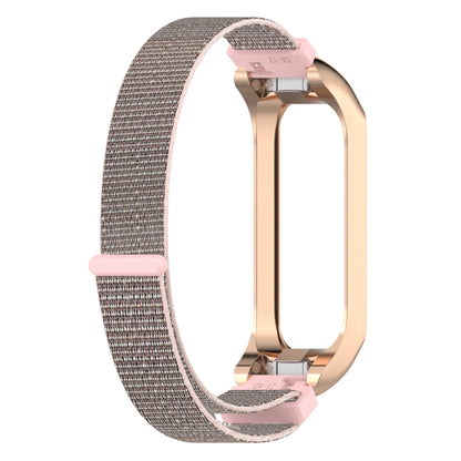 For Samsung Galaxy Fit 2 SM-R220 Nylon Loop Watch Band(Pink + Rose Gold Frame) by bashfashion